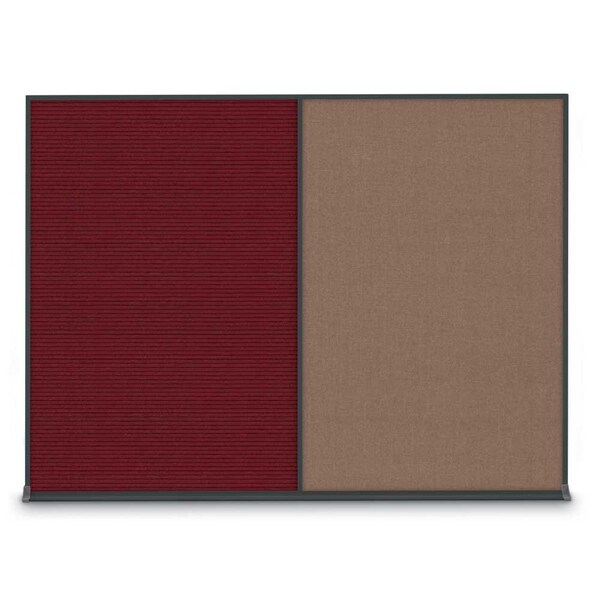 United Visual Products Double Door Radius Corkboard, 60"X36", B UV8004-BLACK-BLACK - main